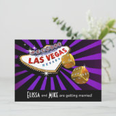 Invitation Mariage Starburst de Las Vegas violet noir or (Debout devant)