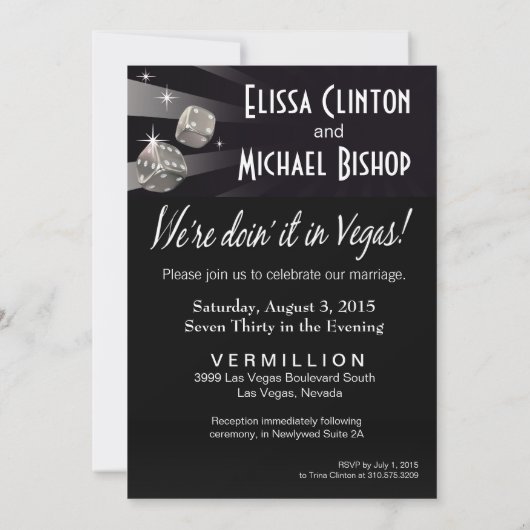 Invitation Mariage Starburst Las Vegas argent noir (Dos)
