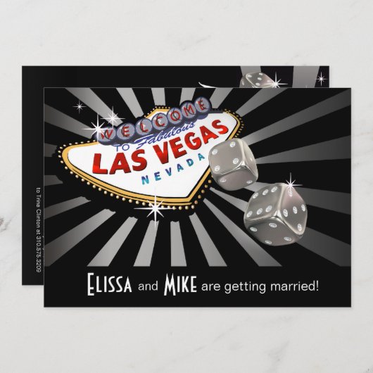 Invitation Mariage Starburst Las Vegas argent noir (Devant / Derrière)