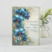 Invitation Mariage Stardust Orchidée Indigo Doré (Debout devant)