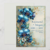 Invitation Mariage Stardust Orchidée Indigo Doré (Devant / Derrière)