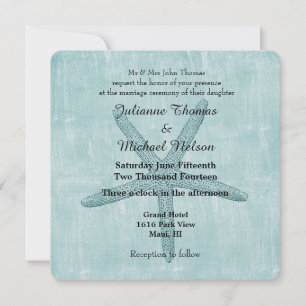 Invitation Mariage Starfish bleu