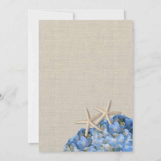 Invitation Mariage Starfish et Blue Hydrangea (Dos)