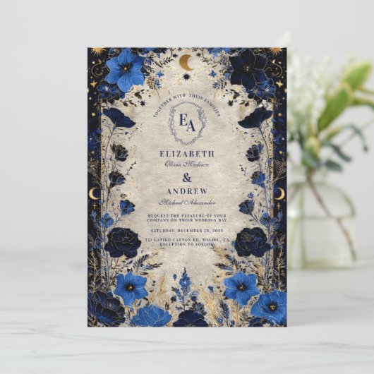 Invitation Mariage Starry Night Bloom (Debout devant)
