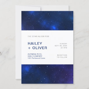 Invitation Mariage Starry Night Blue Sky Galaxy