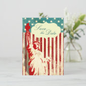 Invitation Mariage Statue de la Liberté et Drapeau Enregistre (Debout devant)