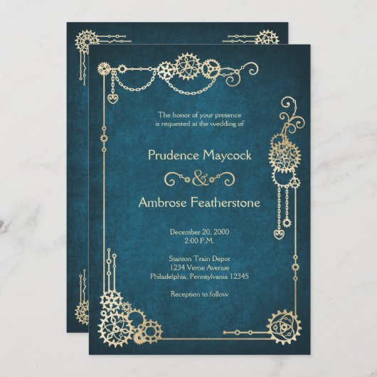 Invitation Mariage Steampunk (Devant / Derrière)