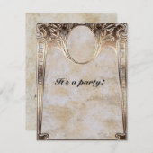 Invitation Mariage Steampunk avec aspect de gaufrage or (Devant / Derrière)