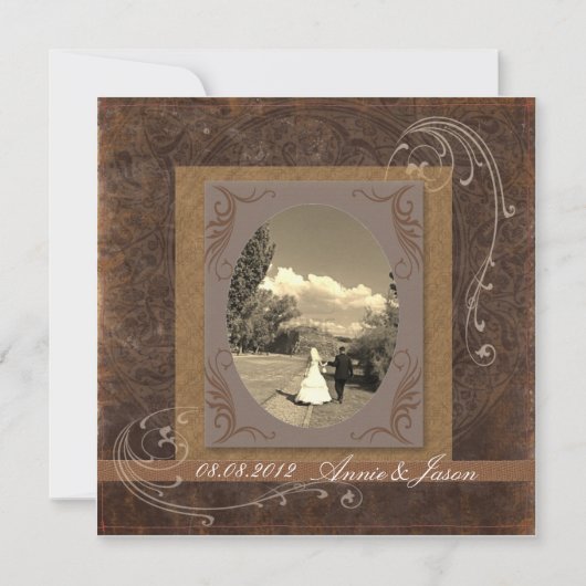 Invitation mariage steampunk de campagne western rustique (Devant)