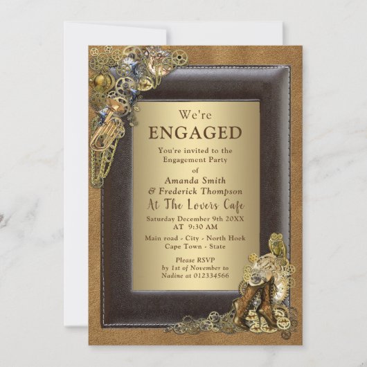 Invitation Mariage Steampunk Sur Fiançailles Suede (Devant)