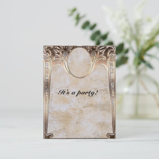 Invitation Mariage Steamunk avec effet de gaufrage doré (Debout devant)