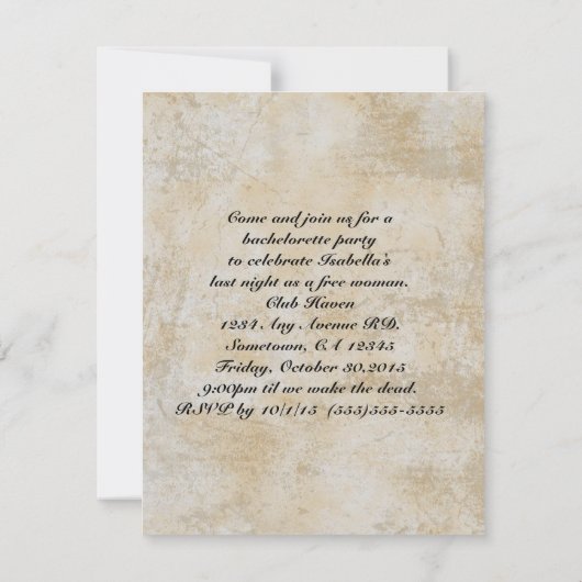 Invitation Mariage Steamunk avec effet de gaufrage doré (Dos)