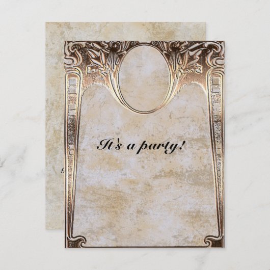 Invitation Mariage Steamunk avec effet de gaufrage doré (Devant / Derrière)