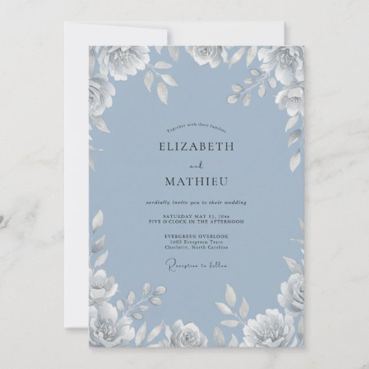 Invitation Mariage Steel Blue Bloom (Devant)