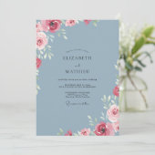 Invitation Mariage Steel Crimson Bloom (Debout devant)