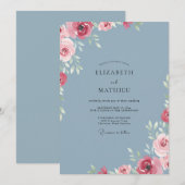 Invitation Mariage Steel Crimson Bloom (Devant / Derrière)