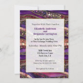 Invitation Mariage Strates Bijoux Violet et Or (Devant)