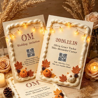 Invitation Mariage style gâteau fondant d'automne