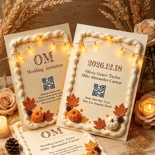 Invitation Mariage style gâteau fondant d'automne