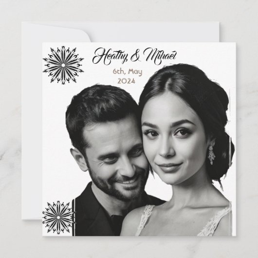 Invitation mariage style rétro noir et blanc photo (Devant)