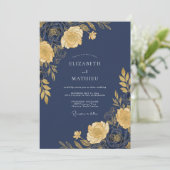 Invitation Mariage sublime de soirée bleu marine (Debout devant)