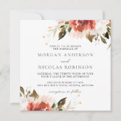 Invitation Mariage subtil de bouquet floral rouge et blanc (Devant)