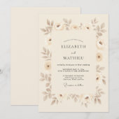 Invitation Mariage Subtil Vintage Beige (Devant / Derrière)