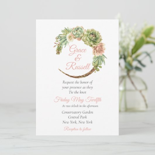 Invitation Mariage succulent (Debout devant)