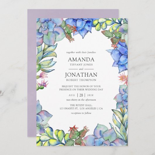 Invitation Mariage Succulent (Devant / Derrière)