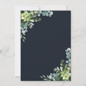 Invitation Mariage Succulent bleu marine de minuit (Dos)