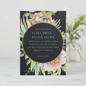 INVITATION MARIAGE SUCCULENT CACTI FOLIAGE DE DÉSERT NOIR PEA (Debout devant)