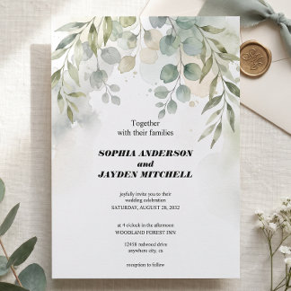 Invitation Mariage Succulent de Végétal de Eucalyptus Bleu Po