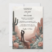 Invitation Mariage Succulent des cactus du désert de la feuil (Devant)
