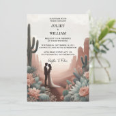 Invitation Mariage Succulent des cactus du désert de la feuil (Debout devant)
