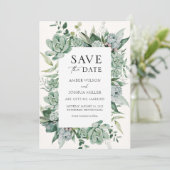 Invitation Mariage Succulent et Eucalyptus Enregistrer la dat (Debout devant)