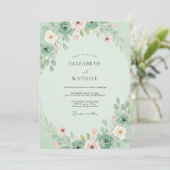 Invitation Mariage Succulent Eucalyptus Menthe Rosé (Debout devant)