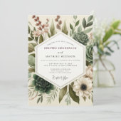 Invitation Mariage Succulent Painterly Sage (Debout devant)