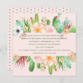 Invitation Mariage Succulent rose du désert (Devant / Derrière)