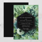 Invitation Mariage Succulent Sage Verdoyant (Devant / Derrière)