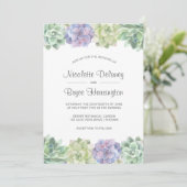 Invitation Mariage Succulent vert et pourpre du désert (Debout devant)