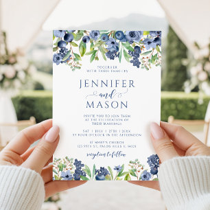 Invitation Mariage Sucré aux Fleurs Bleues d'Automne de Myrti