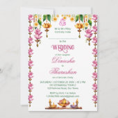 Invitation Mariage sud-indien lampadaire de lotus modèle (Devant)