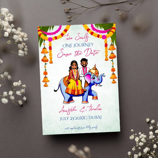 Invitation Mariage sud-indien mignon unique enregistrer la da