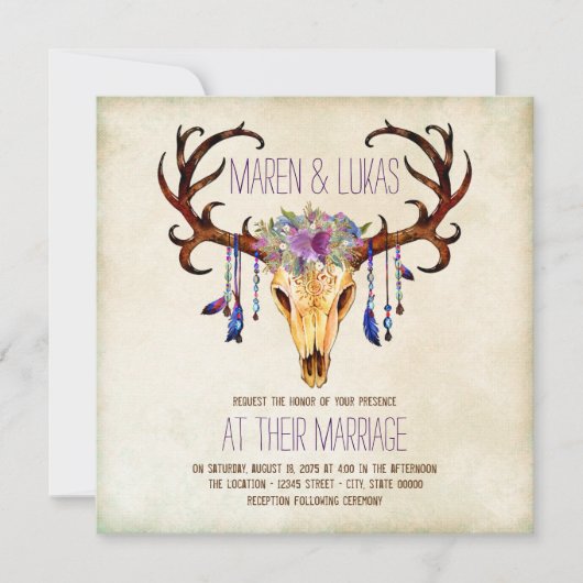 Invitation Mariage Sud-Ouest de Cerf de Bois de Cerf (Devant)