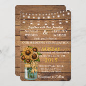 Invitation Mariage Sunflower Country Wood Mason Jar (Devant / Derrière)