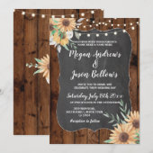 Invitation Mariage Sunflower Wood Floral Lights (Devant / Derrière)