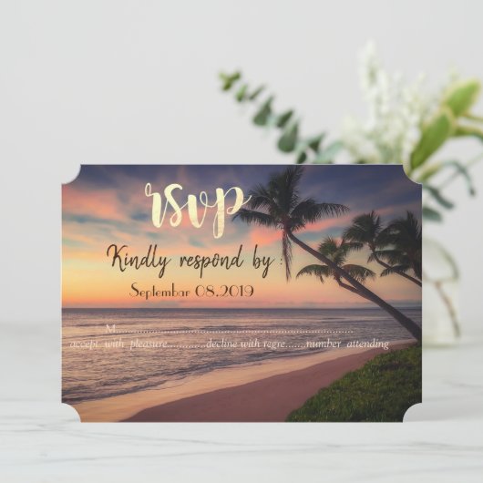 Invitation Mariage Sunset Beach, Palms RSVP (Debout devant)