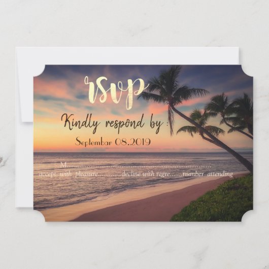 Invitation Mariage Sunset Beach, Palms RSVP (Devant)