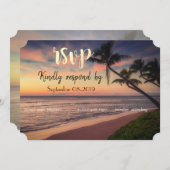 Invitation Mariage Sunset Beach, Palms RSVP (Devant / Derrière)