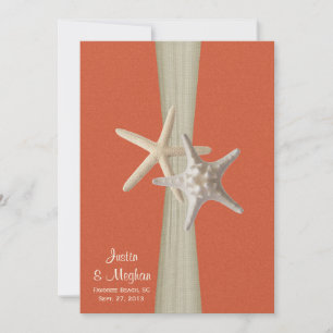 Invitation Mariage Sunset Coral et Starfish Beach